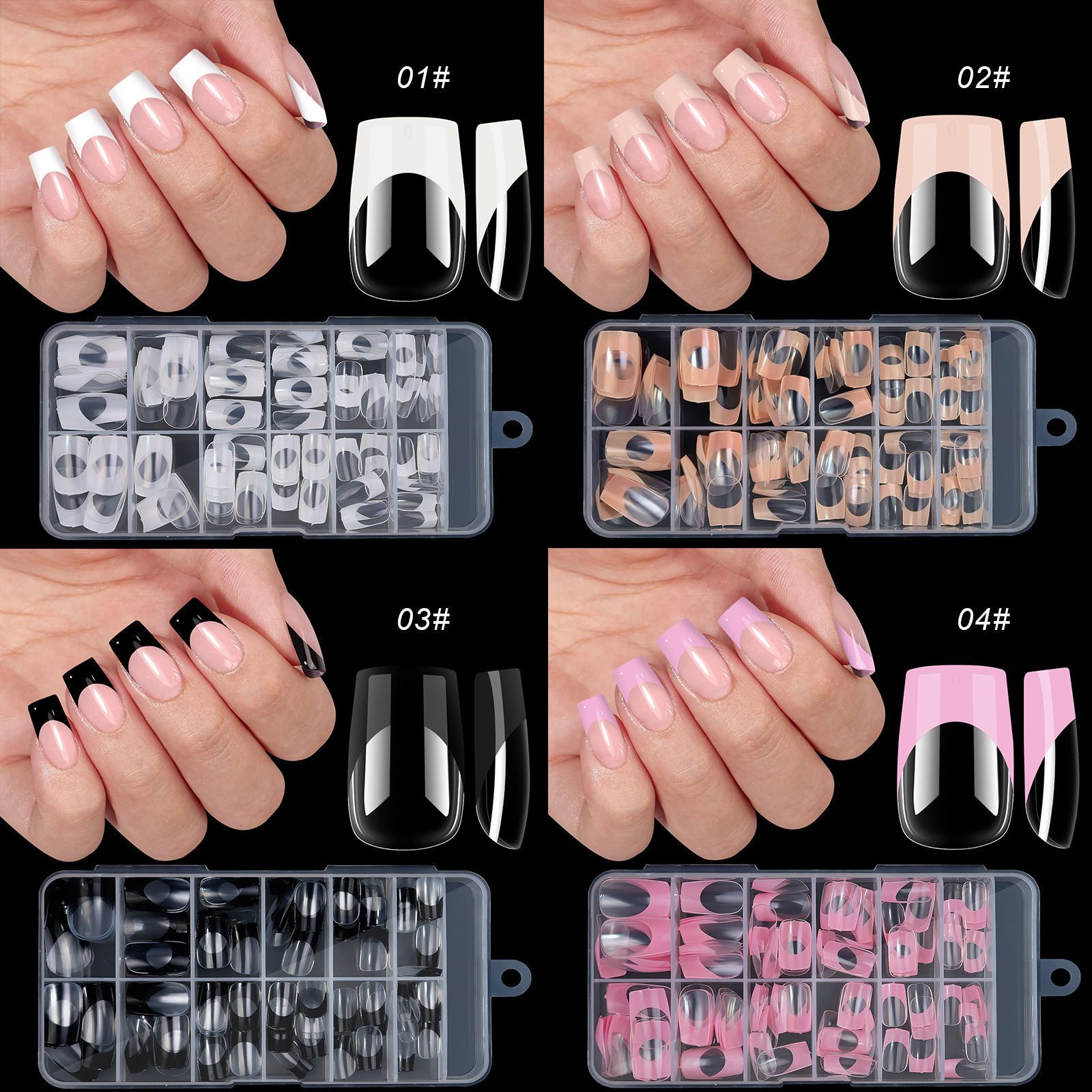 Wholesale 120pcs Full Cover Gel Artificial Nail Cute Style Soft Gel Detachable Nail Tips Colorful Short French Press On Nails