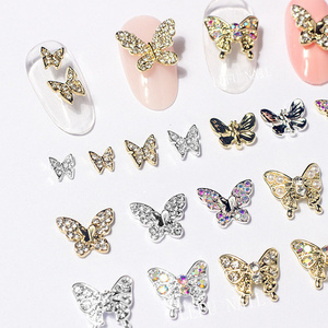 Wholesale Varies Design Mini Alloy Crystal Butterfly 3d Shiny Flying Nail Art Decorations Butterfly Nail Charms