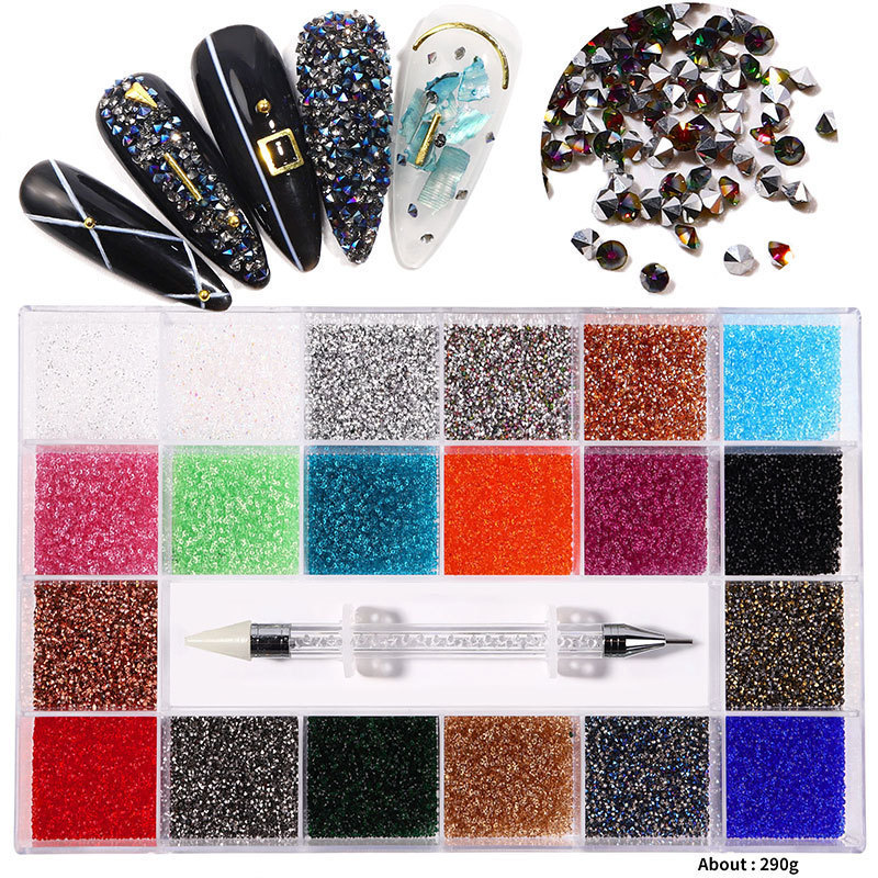 Rainbow Nail Art Mix Shape In Box  Flat Bottom Glass Rhinestone Nail Art Rhinestone Varies Style Nail Art Stone