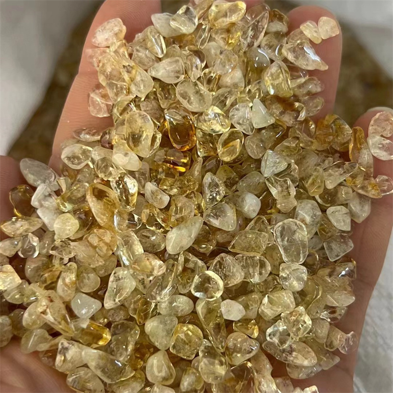 natural crystals gravels wholesale 5-8mm Brazil citrine gemstone chips for gift