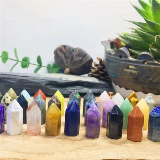 New arrivals 35mm mini healing crystals tower natural mixed quartz crystal point wand for sale