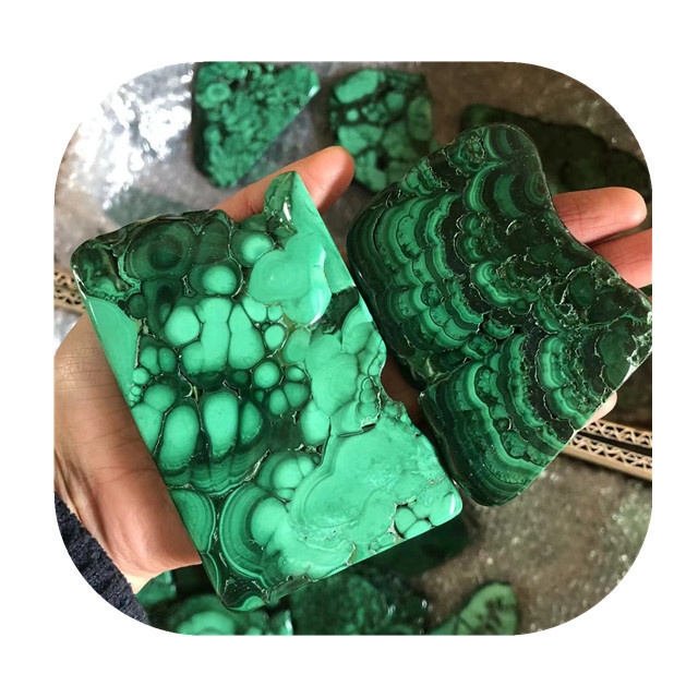 Wholesale spiritual crystals slab healing stones gemstone natural green malachite slices for sale