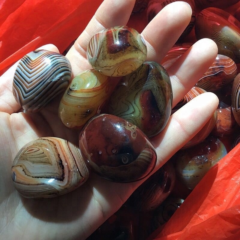 Wholesale Polished Crystals Healing Stone Natural Red Sardonyx Agate Palm Stone