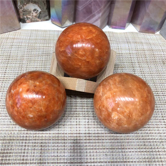 New arrivals natural semi-precious spheres orange sunstone ball crystals healing stones for sale