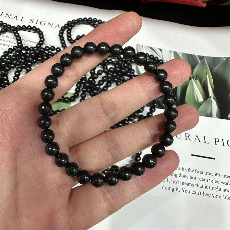 New arrivals spiritual Semi-finished product 6mm round shaped natural black shungite healing crystal bracelets  for gift