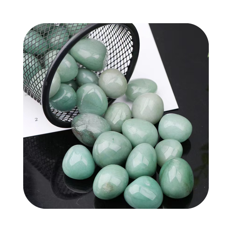 Natural Bulk factory price Quartz reiki Semi-precious Stone Green Aventurine Crystals Tumbled Stone For garden fengshui