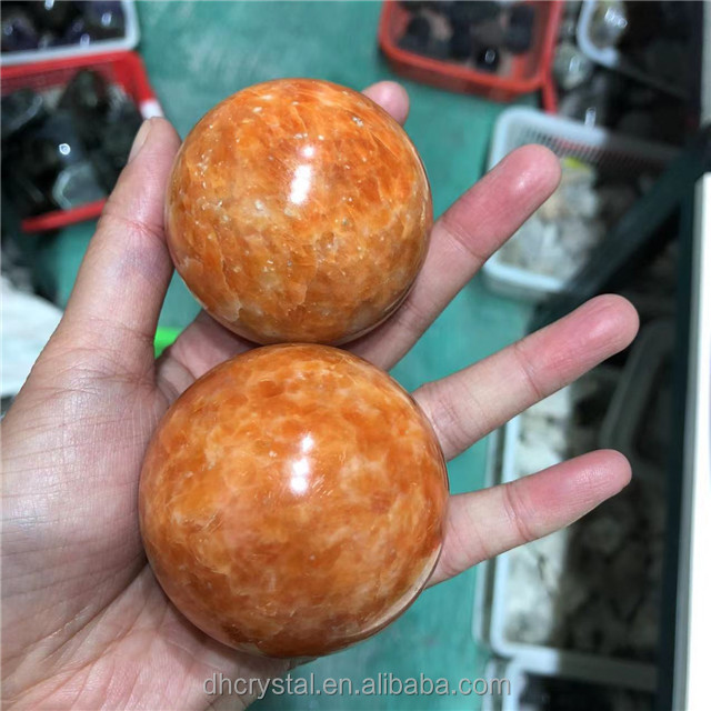 New arrivals natural semi-precious spheres orange sunstone ball crystals healing stones for sale