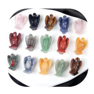 1inch cheap natural stone carved crystal crafts colorful mix quartz crystal angels for gift