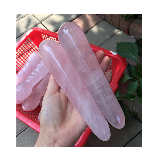 Wholesale  natural jewelry pink quartz  rose crystal massage wands healing  stone for sale