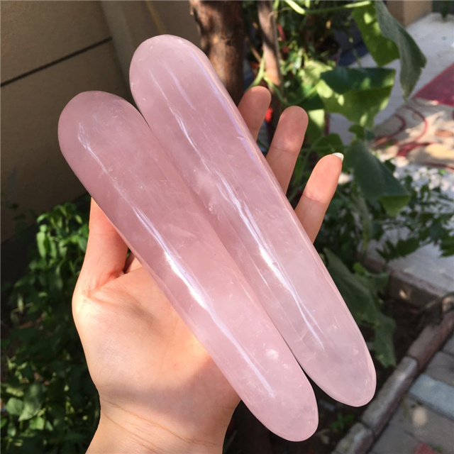 Wholesale  natural jewelry pink quartz  rose crystal massage wands healing  stone for sale