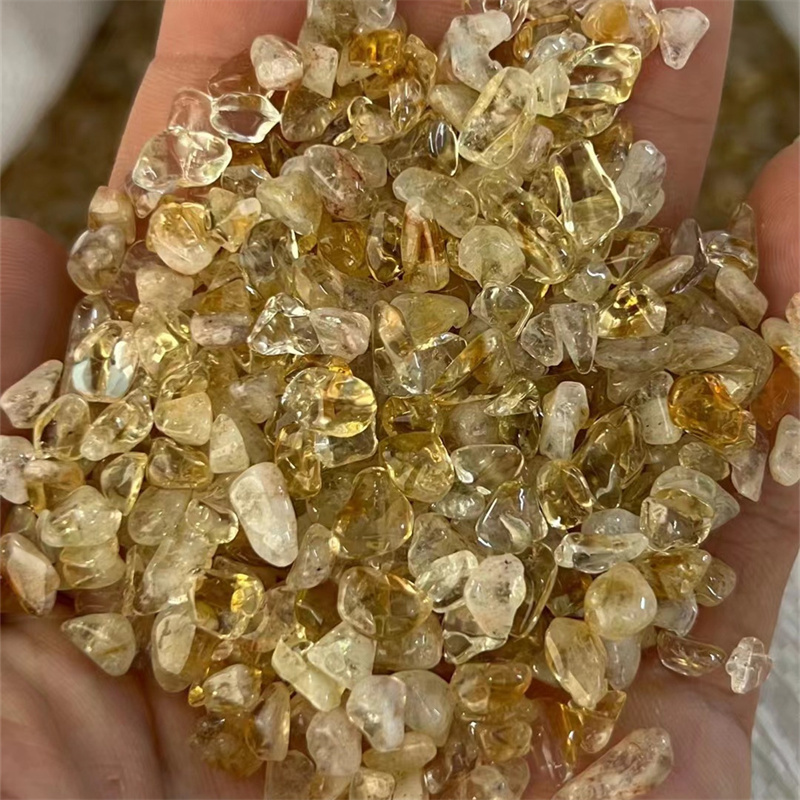 natural crystals gravels wholesale 5-8mm Brazil citrine gemstone chips for gift