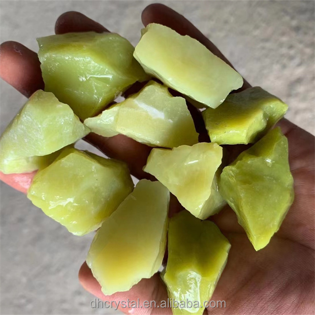 Bulk wholesale crystals minerals healing raw stones natural light green lemon jade rough stone for sale