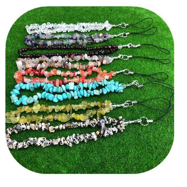 New Trendy High Quality Colorful Crystal Stone Customized Cell Phone Strap Beaded Crushed Stones Mobile Phone Customized Charm