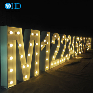 High quality LED front lit large bulb letter signs marquee numbers wedding decoration light up letters