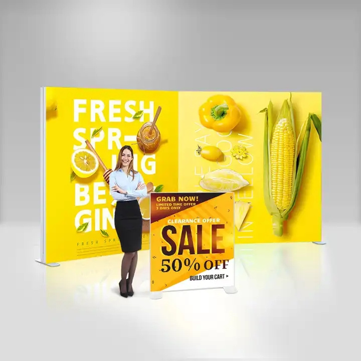 Silicone edge graphic display stand / SEG 10ft floor stand frameless LED trade show light box