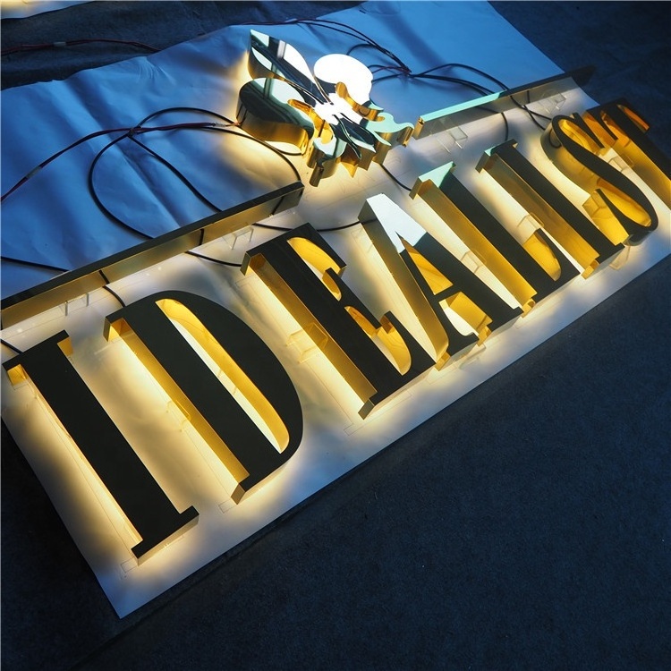 acrylic letters led backlit mirror stainless steel brushed letter sign led aluminium sign