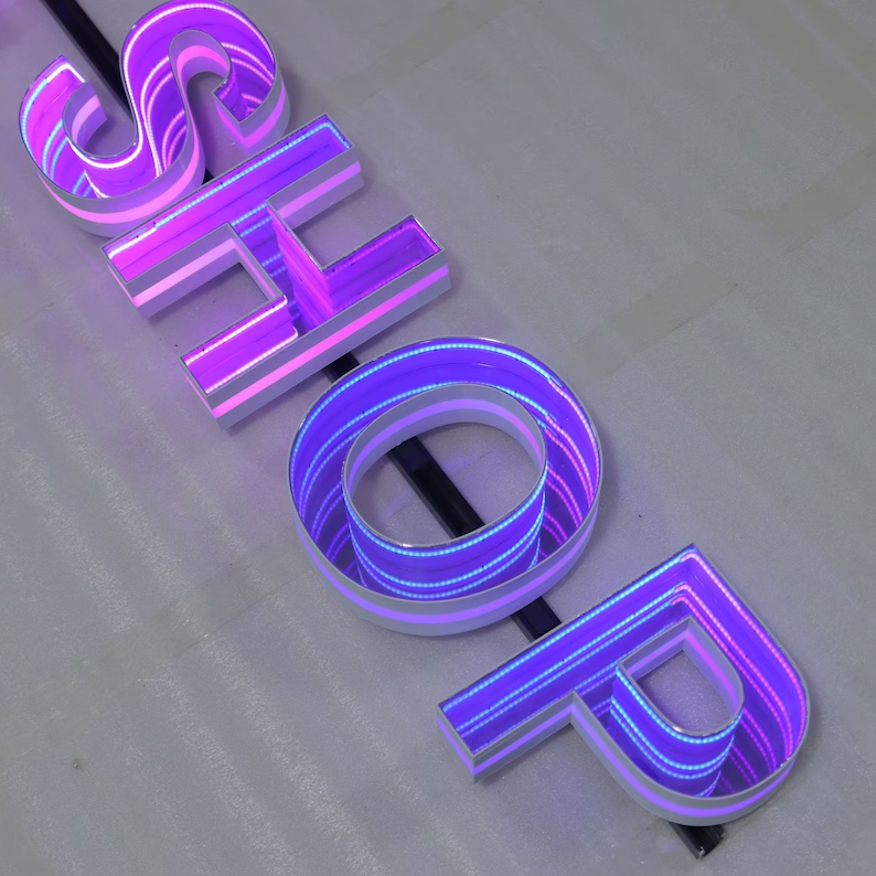 New Design Custom Logo  RGB Led 3D Magic Infinity Multi-layer Mirror Neon Sign  3d Infinite Mirror letters Sign Wall Decoration