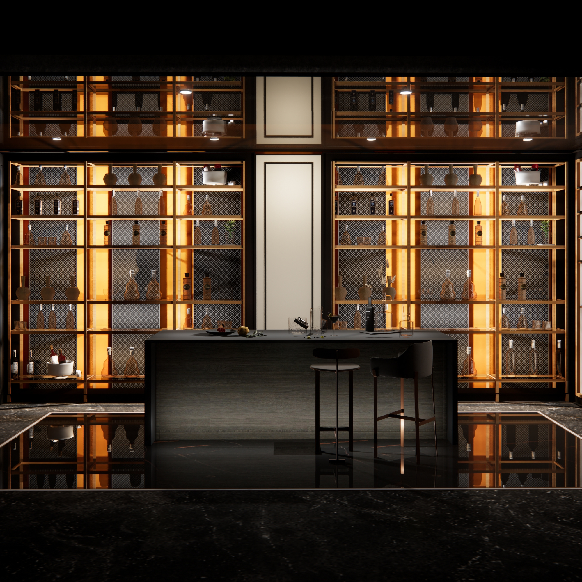 Factory Price Cigar Showroom Cellar Design Modern Cigar Humidor Cabinet Wooden Wine Rack Display Shelves Glass Wall Showcase