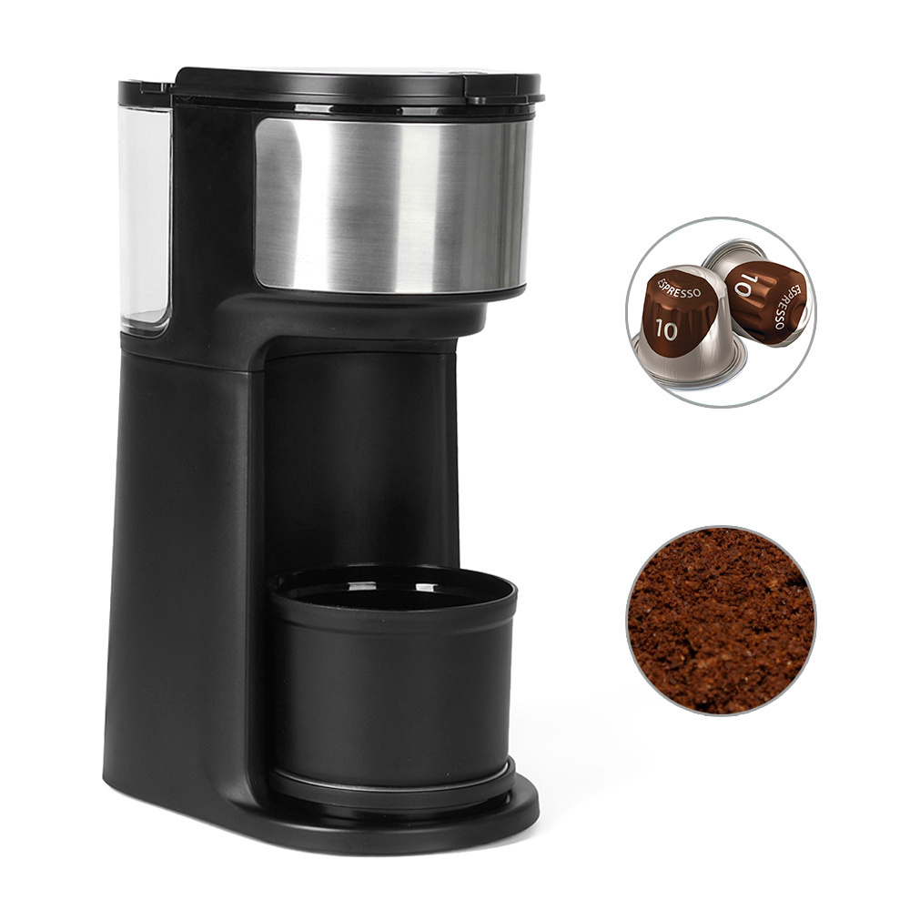 Single Serve Coffee Maker for K Cup and Ground Coffee,Fits Travel Mug, Mini One Cup Coffee Maker with Self-cleaning Function, B