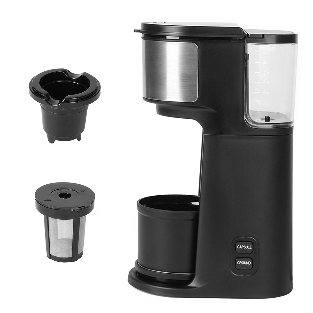 Single Serve Coffee Maker for K Cup and Ground Coffee,Fits Travel Mug, Mini One Cup Coffee Maker with Self-cleaning Function, B