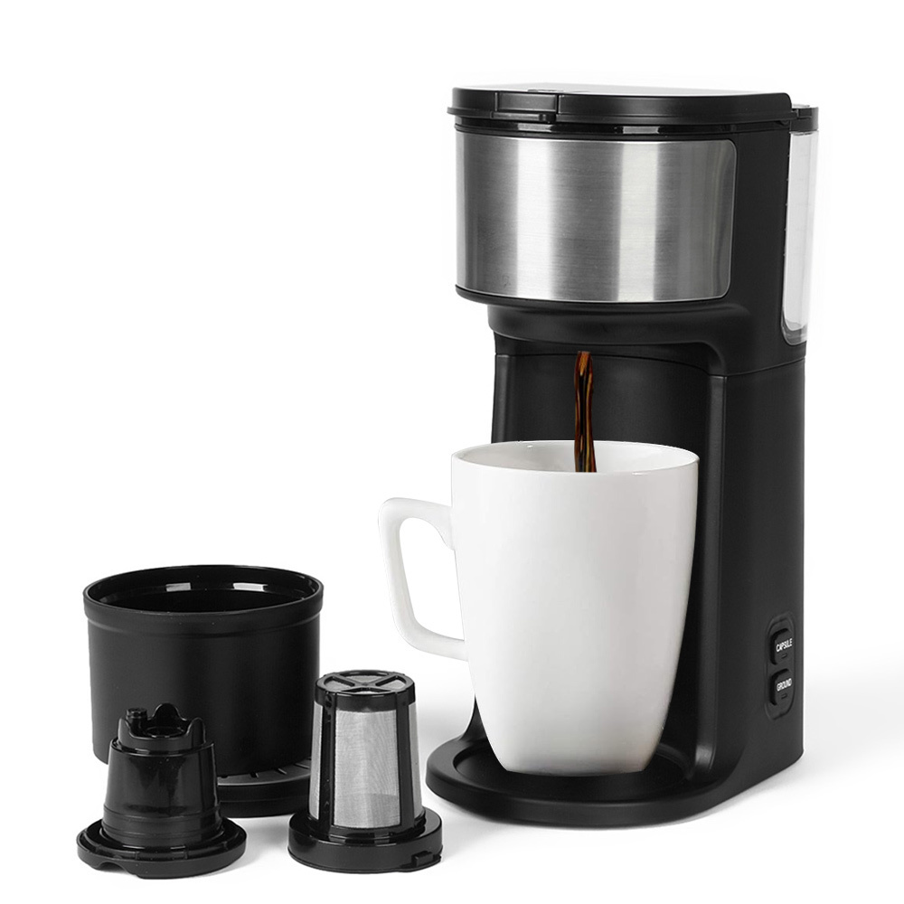 Hot Coffee Maker for K Cups and Ground Coffee, 4-5 Cups Coffee Maker and Single-serve Brewers, Black