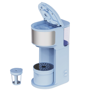 Blue Coffee Maker with Grinder Built In Single Serve Capsule Percolator Filters