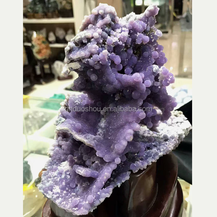 beautiful natural purple grape agate rough rock stone large crystal ornament for home decoration