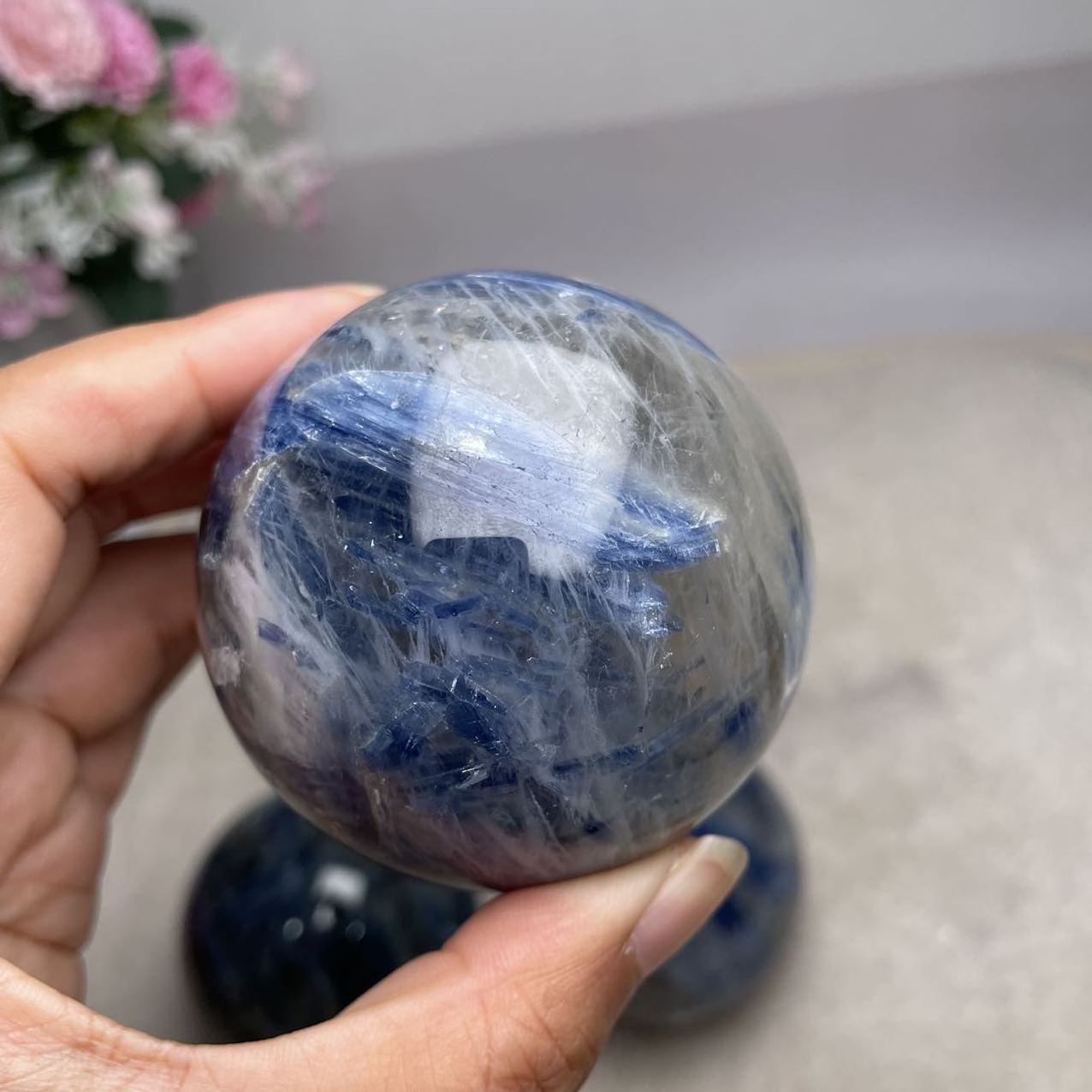 Blue Lace Wholesale Natural Crystal Stone Transparent Kyanite Sphere Crystal Balls For Decoration