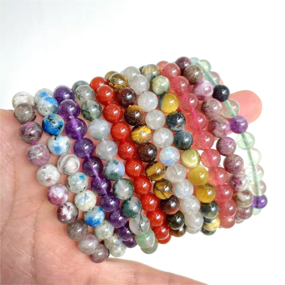 8 mm Wholesale Natural Stone Quartz Crystal Beads Bracelets Handmade Gemstone Bracelets for Women and Men