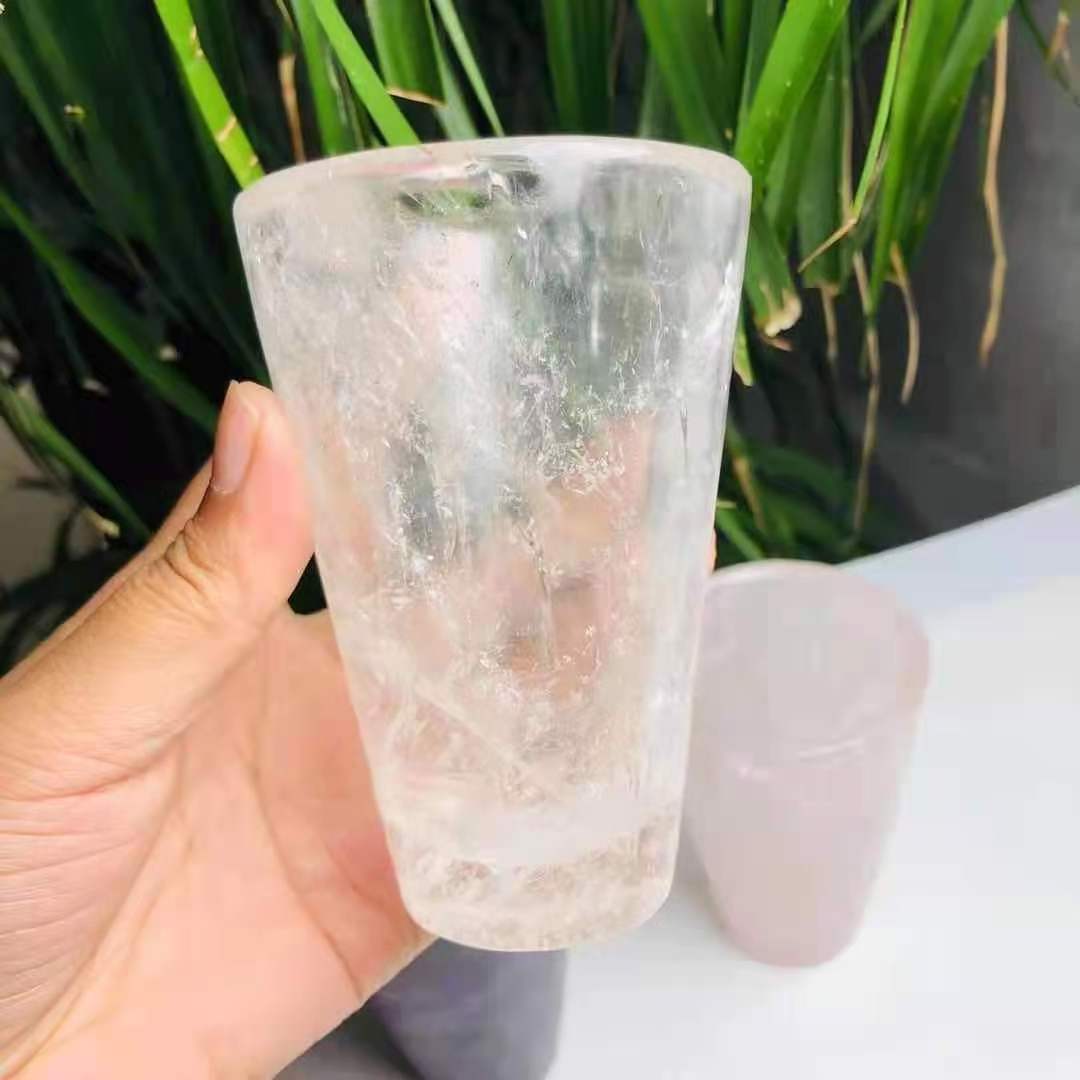 Wholesale Natural High Quality Hand Carved Crystal Stone Rose Quartz Dream Amethyst Cup For Gift