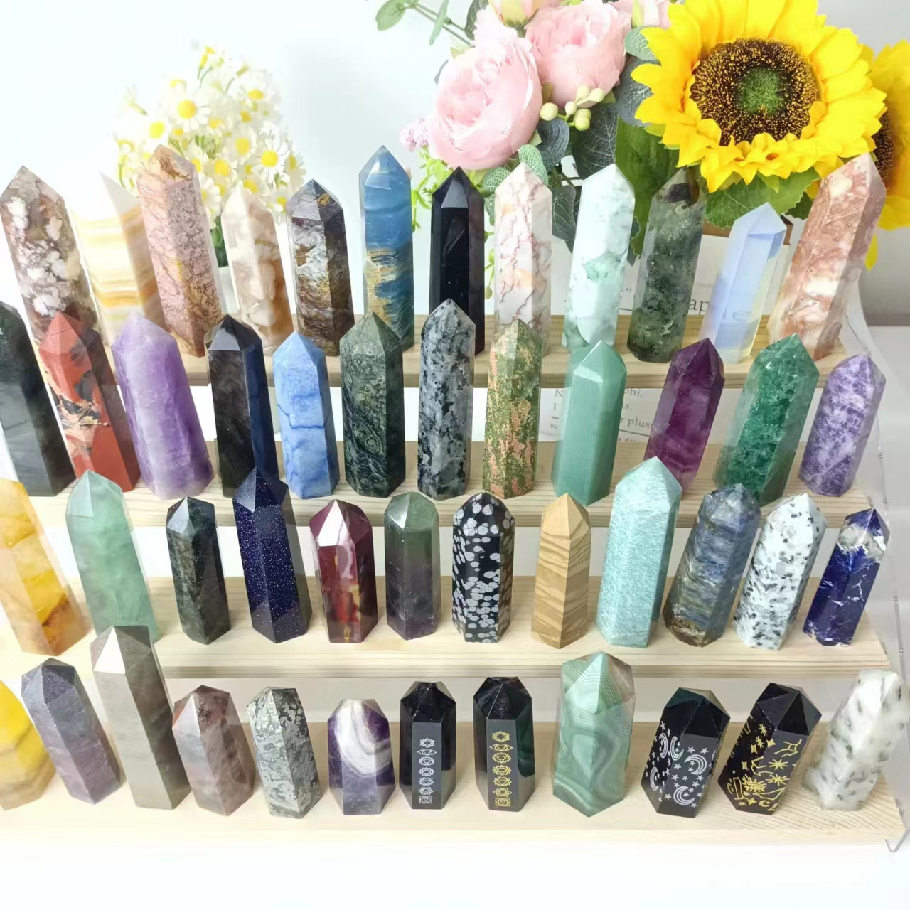 Wholesale nature High Quality Crystals Healing Stones clear quartz Point Obelisk mixed material Point Tower for decorations