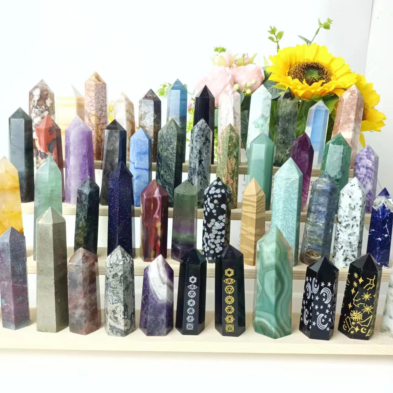 Wholesale nature High Quality Crystals Healing Stones clear quartz Point Obelisk mixed material Point Tower for decorations