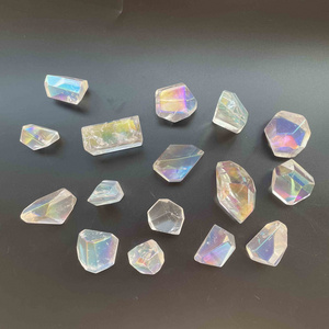 Natural Crystals Angel Aura Clear Quartz Crystal Polished Freeform Healing Stones Aqua Aura Quartz