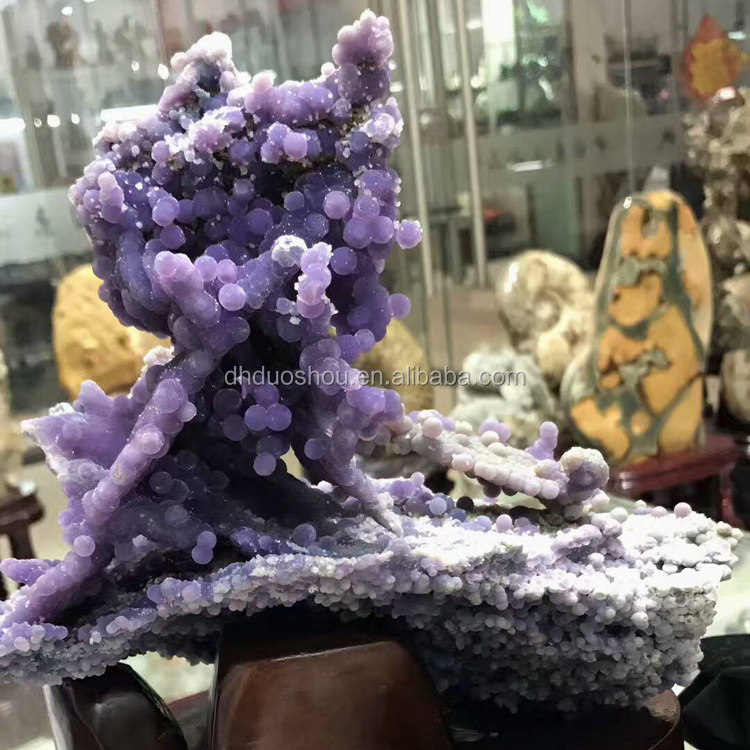 beautiful natural purple grape agate rough rock stone large crystal ornament for home decoration