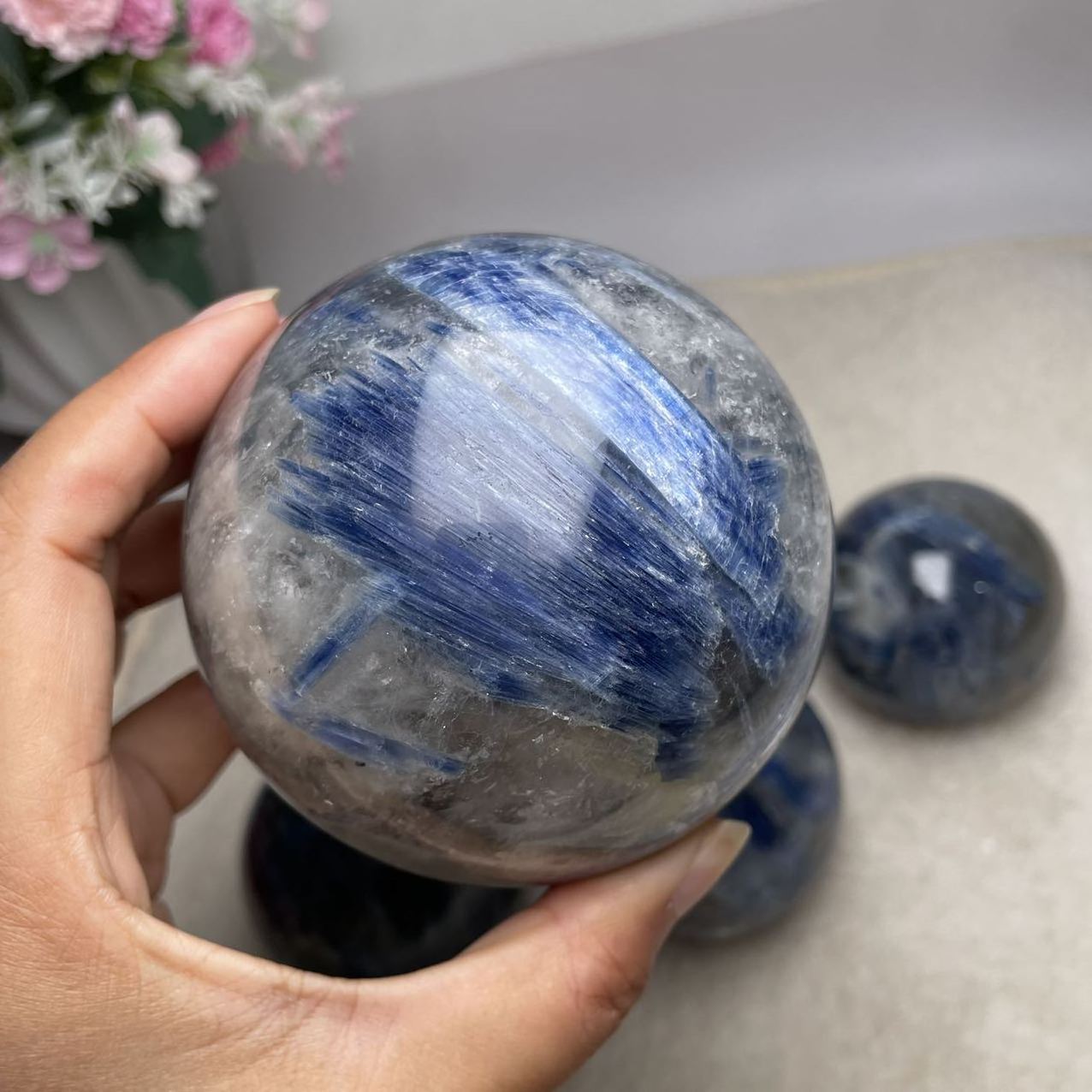 Blue Lace Wholesale Natural Crystal Stone Transparent Kyanite Sphere Crystal Balls For Decoration