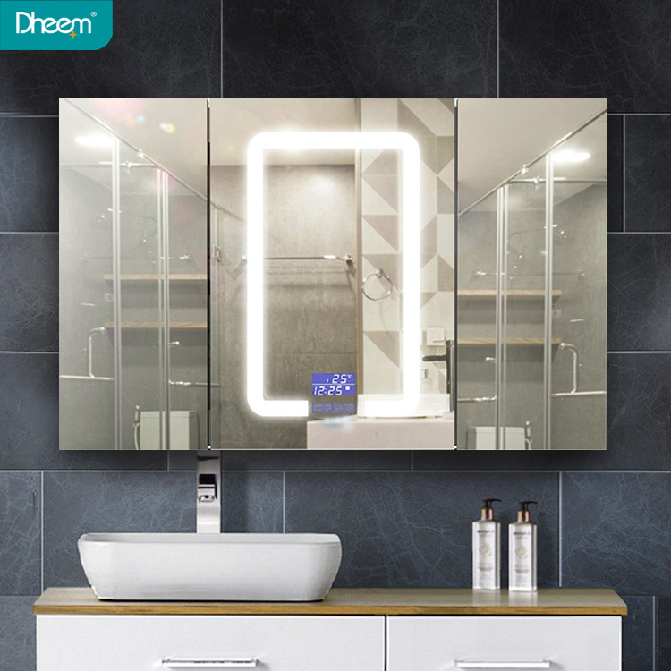 High End Custom Design Minimalist Style Home Smart LED Vanity Mirror Cabinet for Bathroom