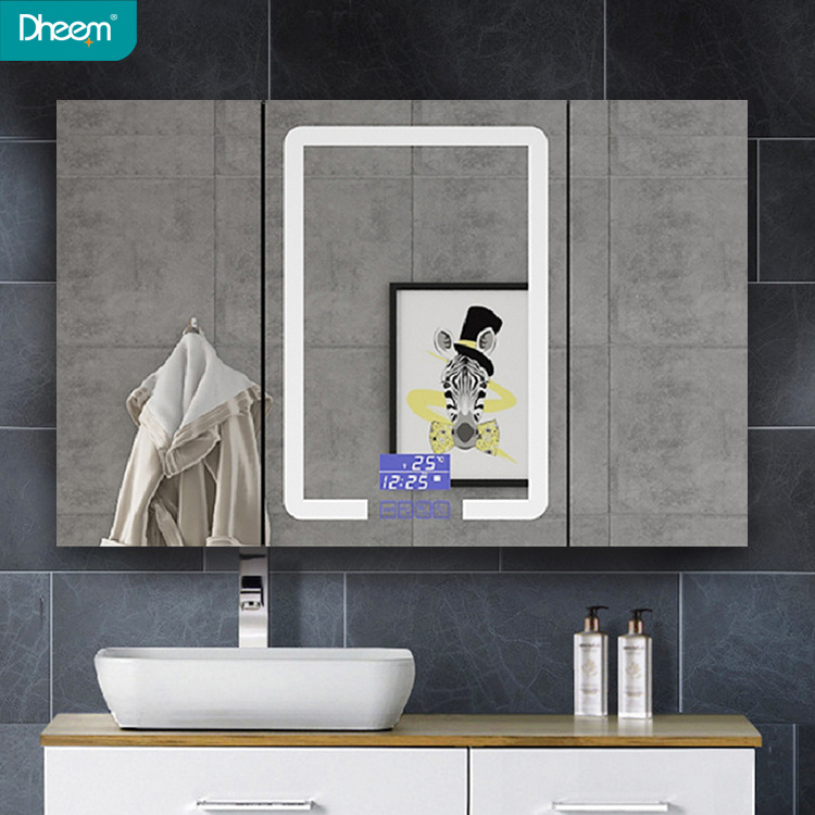 High End Custom Design Minimalist Style Home Smart LED Vanity Mirror Cabinet for Bathroom