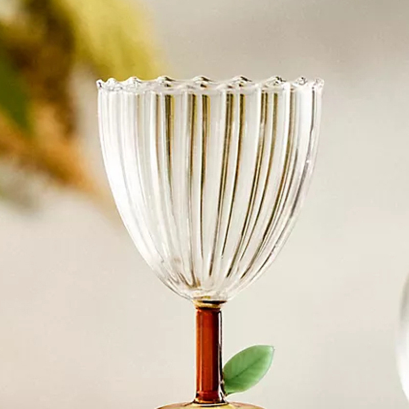 Wholesale Customized Drinking Colored Water Wine Glass Cup Wedding Champagne Goblets With Unique Stem