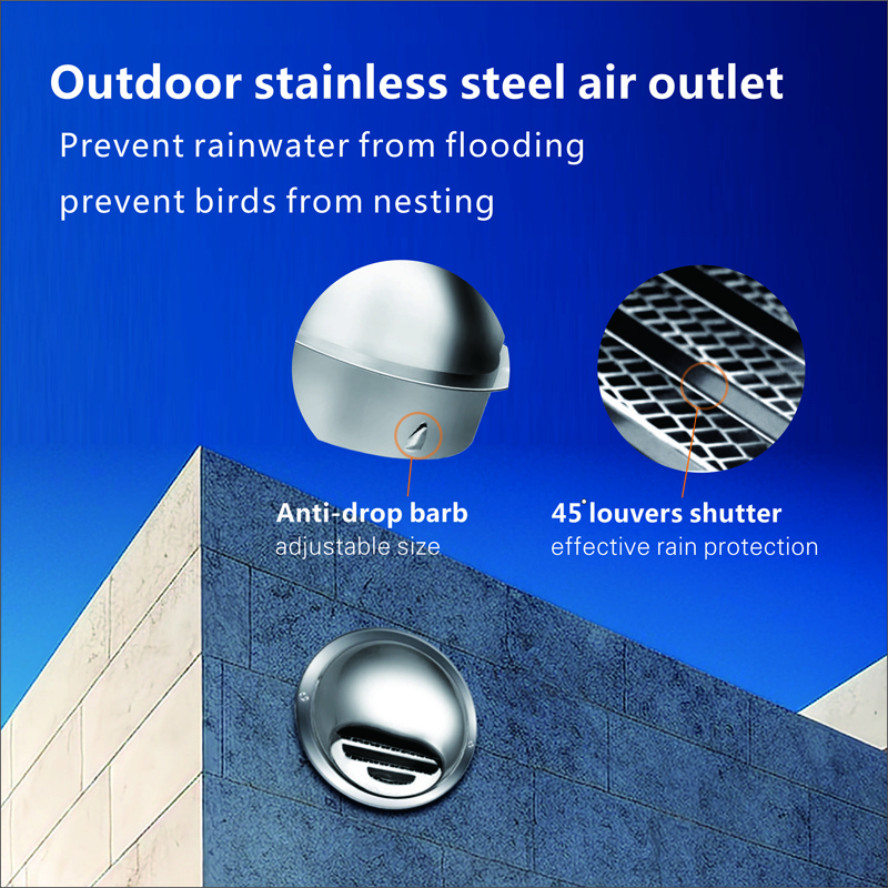 Hvac Ventilation Outdoor Bull Nose Vent 304 201 Stainless Steel Air Pipe Exhaust Wall Vent Cap air vent