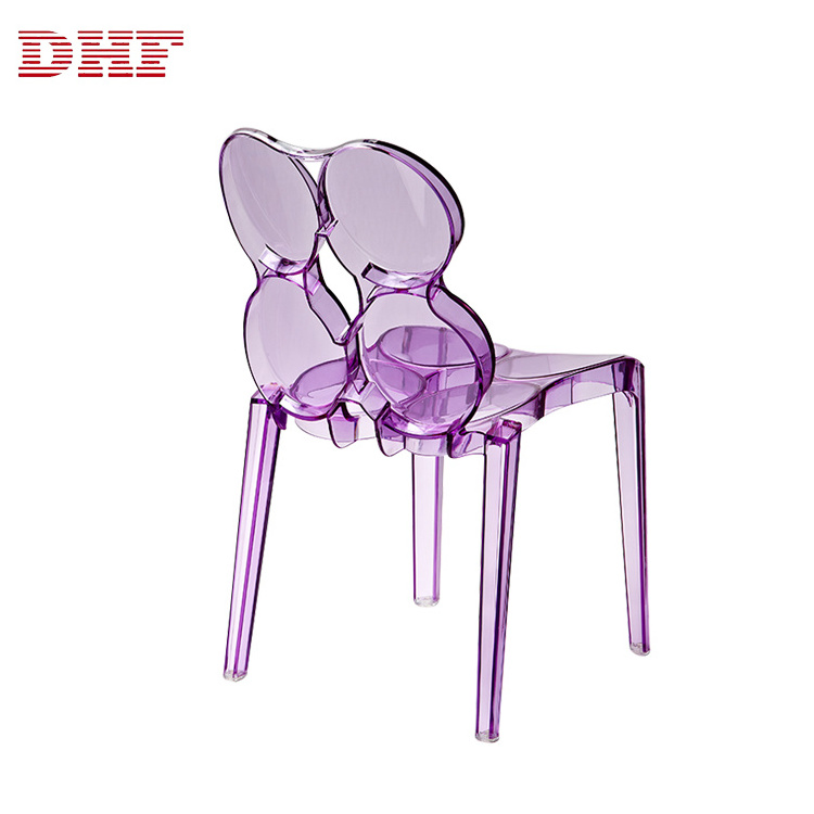 PC colorful back restaurant furniture chairs wholesale Different Kinds Modern Commercial Green Acrylic Dining Chairs