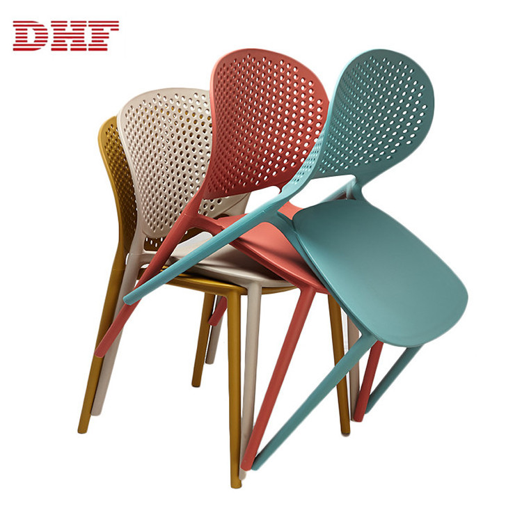 High Quality China Back Breathable Colorful Dining Stackable Plastic Chairs