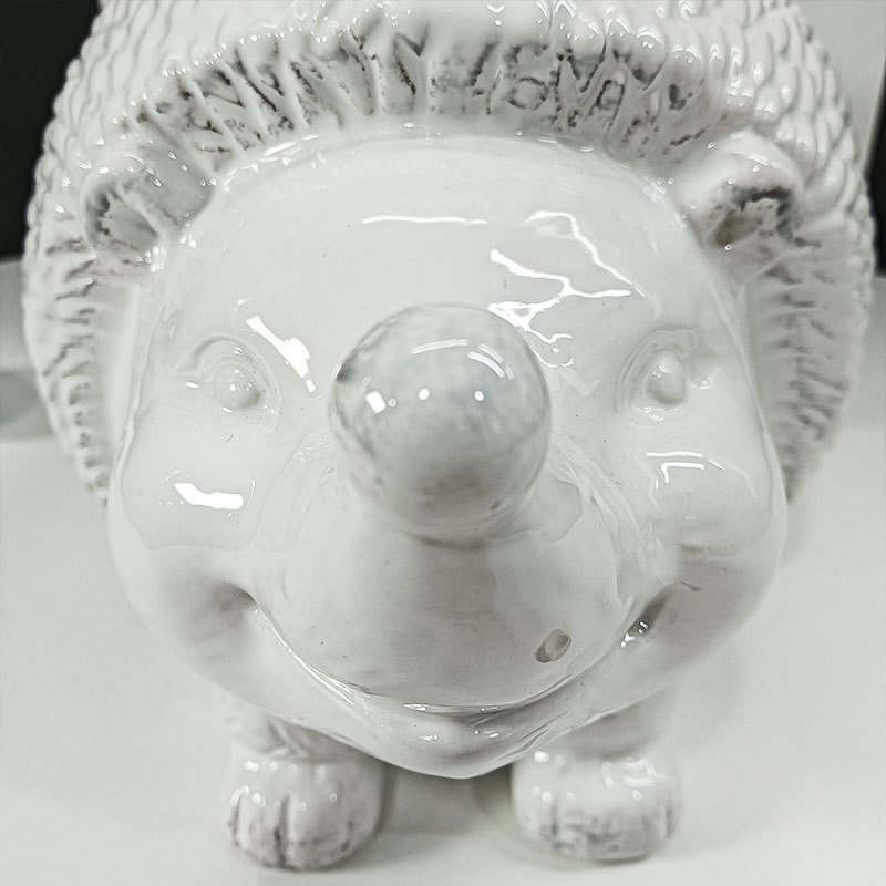 Ceramic Hedgehog shape candy jar custom animal shaped cookie jar with lid