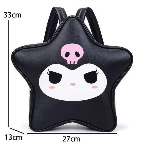 DHF648 New Japanese cute creative pentagram-shaped large capacity cat PU backpack sweet girl's Kuromi backpack