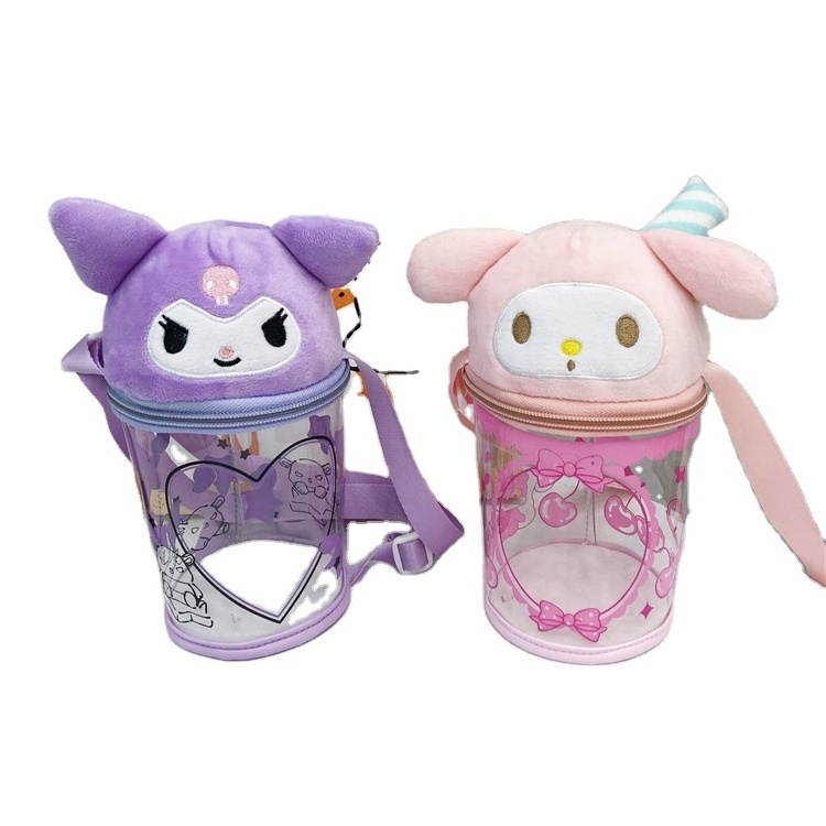 DHF Sanrioed Cartoon Jelly Bag Cute Cup Type Pvc Transparent Cross-body Bag Storage Bag Creative Plush Doll Holiday Gifts