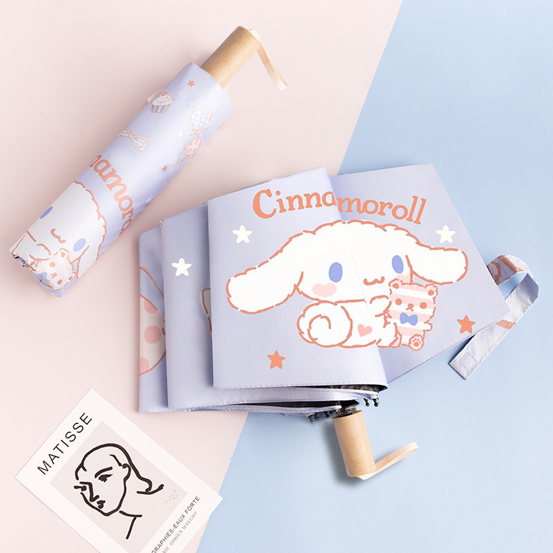 DHF470 Cinnamoroll student automatic sun umbrella sunscreen anti-ultraviolet cartoon folding umbrella female sunny rain umbrella