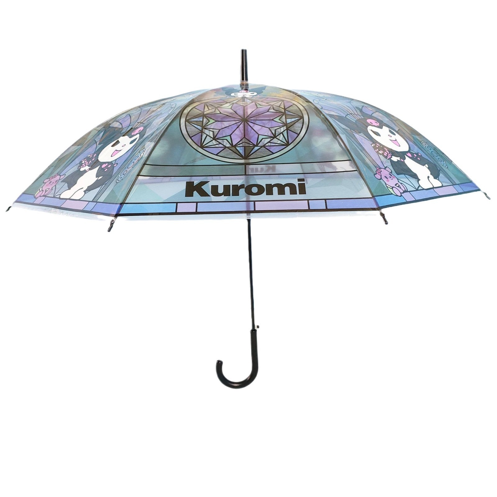 DHF995 Wholesale Automatic large cartoon transparent umbrella Kawaii Kuromi Pochacco painted student umbrella for adults