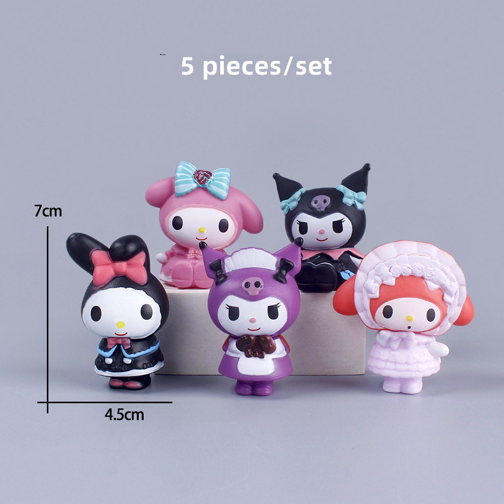 DHF271 Hot Selling Anime Sanrioed Figure Melody Kuromi Action Figures Collection Model Ornament Car Decoration Kids Toys For Girls