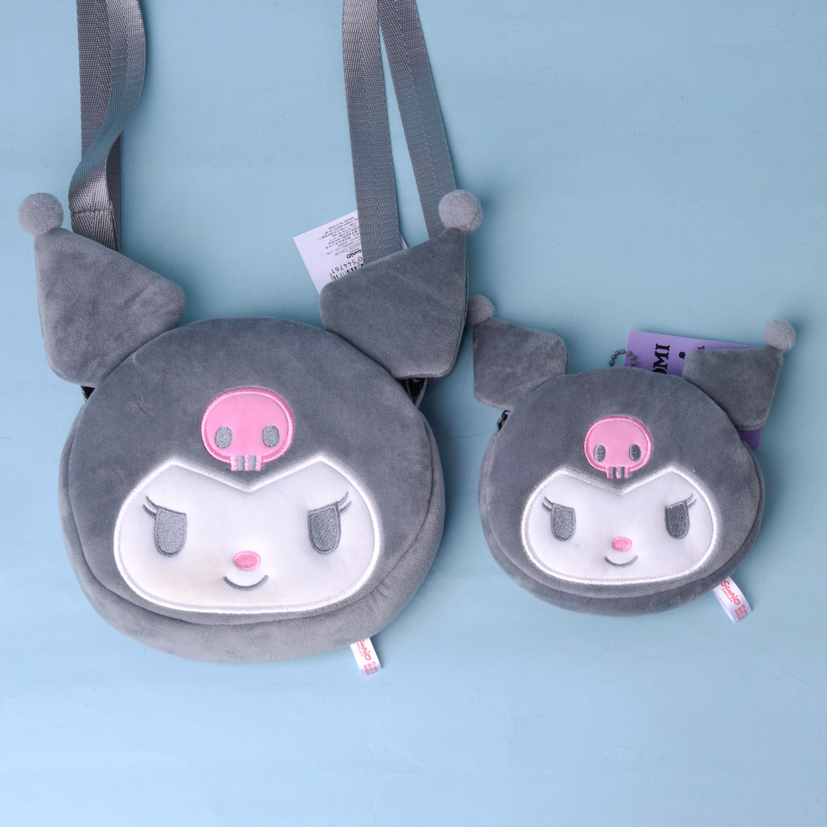 DHF Anime Cartoon Melody Kuromi Mini Backpack Purse Plush Sling Bag For Girl