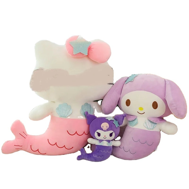 DHF New Creative Sanrioed Mermaid Series Plush Dolls Soft Kawaii Kuromi Melody Anime Stuffed Pillow Birthday Gifts Plush Toys