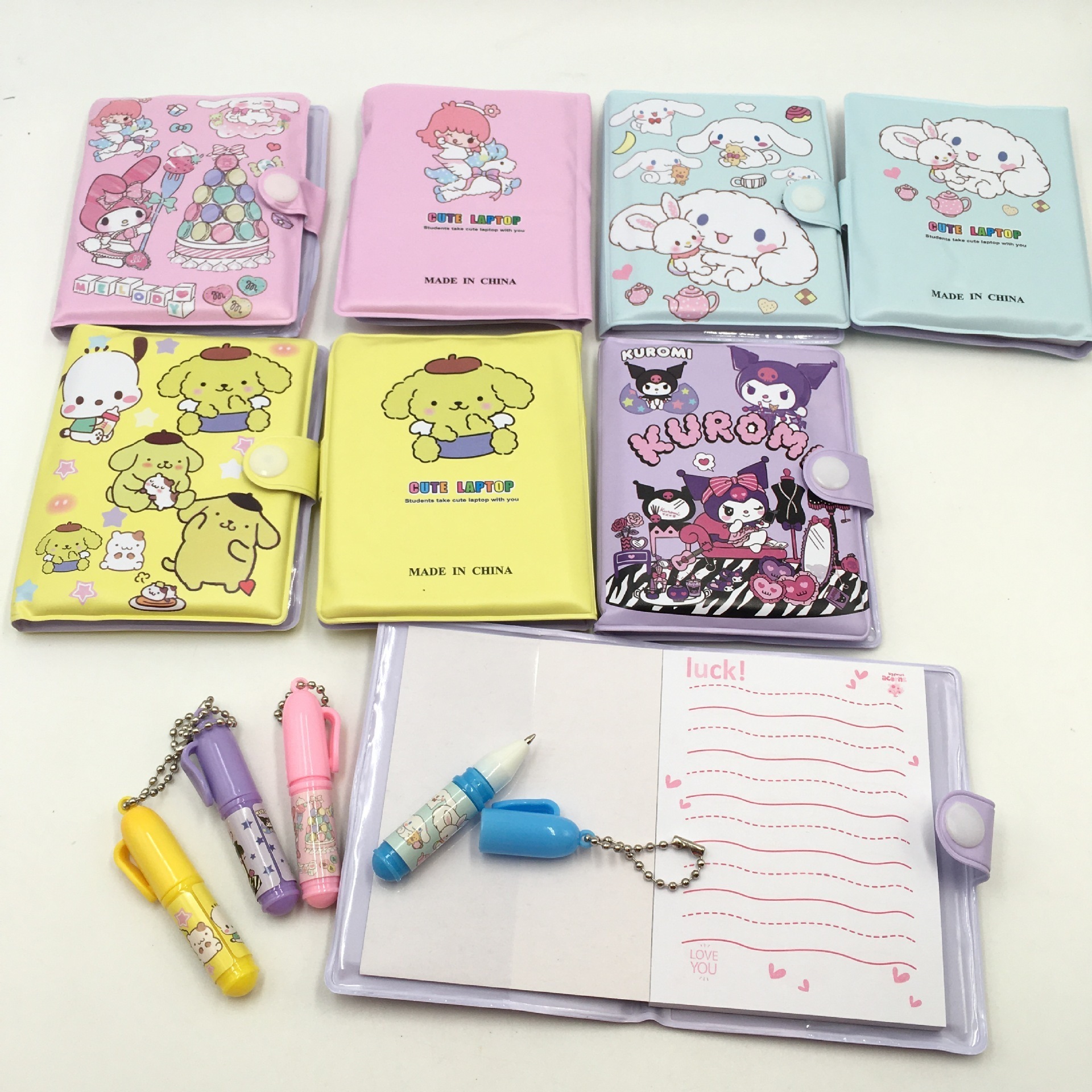 DHF507 wholesale Cartoon Christmas Pen With Notebook Set Cute car animal Gel Pen Stationery Sanrioed notepad set For Children